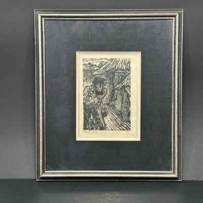 LOT 381: 2 Vintage Woodblock Prints Signed by Artist