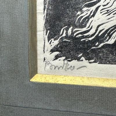 LOT 381: 2 Vintage Woodblock Prints Signed by Artist