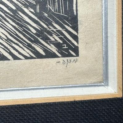 LOT 381: 2 Vintage Woodblock Prints Signed by Artist