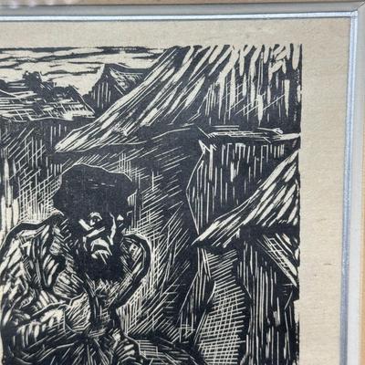 LOT 381: 2 Vintage Woodblock Prints Signed by Artist