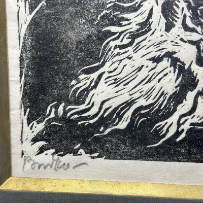 LOT 381: 2 Vintage Woodblock Prints Signed by Artist