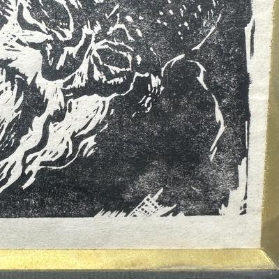 LOT 381: 2 Vintage Woodblock Prints Signed by Artist