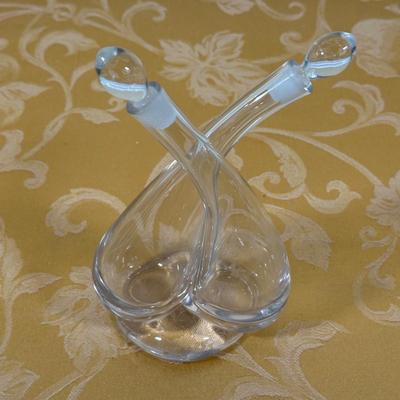 LOT 388: Vintage Scalloped Salad Bowl Set w/ Glass Oil & Vinegar Cruet & More