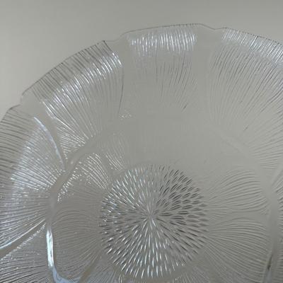 LOT 388: Vintage Scalloped Salad Bowl Set w/ Glass Oil & Vinegar Cruet & More