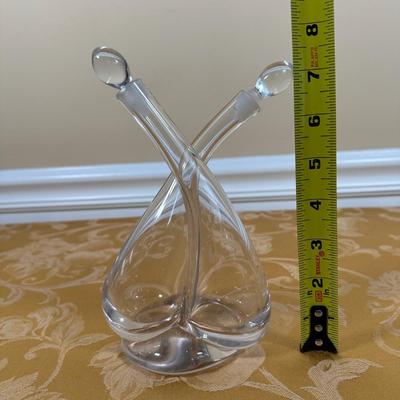 LOT 388: Vintage Scalloped Salad Bowl Set w/ Glass Oil & Vinegar Cruet & More