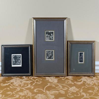 LOT 390: 4 Vintage Woodblock Prints Signed by Artist