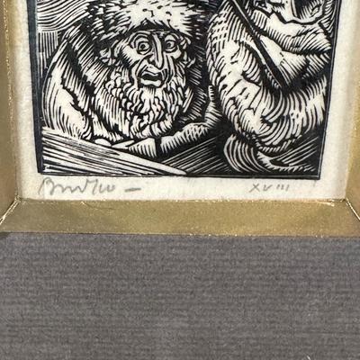 LOT 390: 4 Vintage Woodblock Prints Signed by Artist