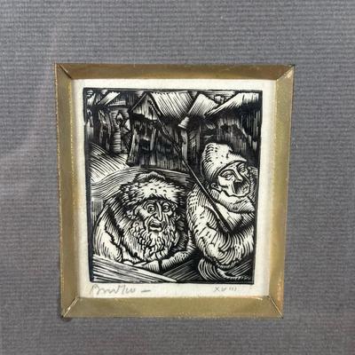 LOT 390: 4 Vintage Woodblock Prints Signed by Artist