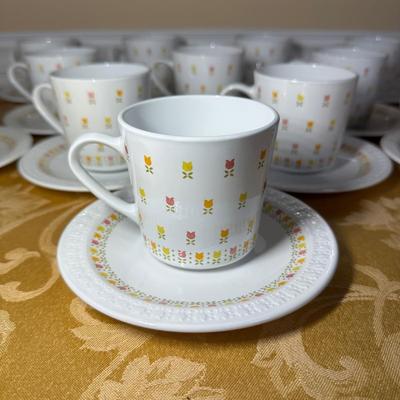 LOT 394: 2 Sets Of Centura by Corning Ware Teacup & Saucer Sets