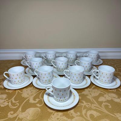 LOT 394: 2 Sets Of Centura by Corning Ware Teacup & Saucer Sets