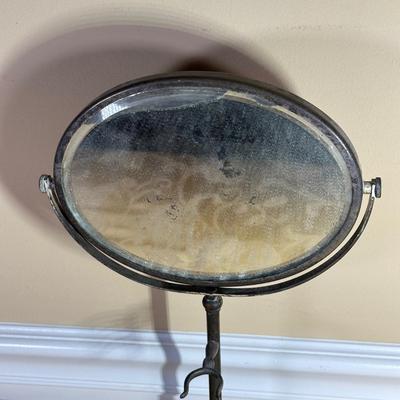 LOT 398: Antique Shaving Mirror, Vintage Tooth Powder Tins, Limoges Trinket Box & Lusterware Porcelain Victorian 4" Boot, Germany