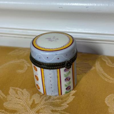 LOT 398: Antique Shaving Mirror, Vintage Tooth Powder Tins, Limoges Trinket Box & Lusterware Porcelain Victorian 4" Boot, Germany