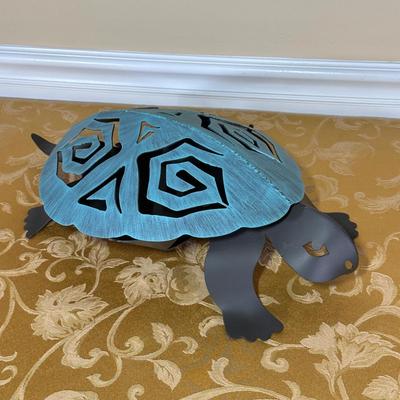 LOT 400: Cricket Forge Turtle Luminaire with Small Terra Cotta Wall Reliefs