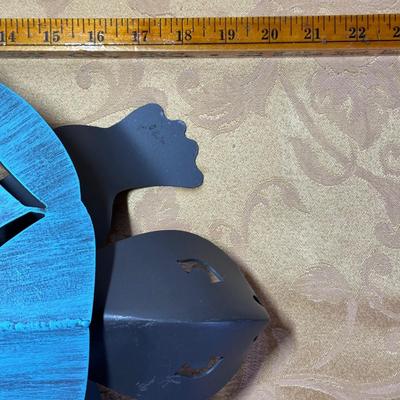 LOT 400: Cricket Forge Turtle Luminaire with Small Terra Cotta Wall Reliefs