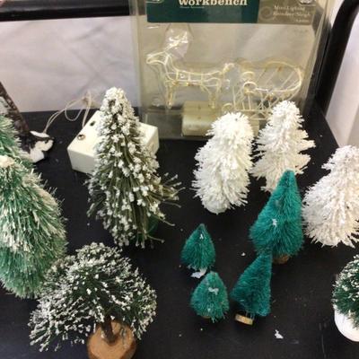 Dept 56 Lot Of Trees and Reindeer and Sleigh Lighted Lawn Ornament.
