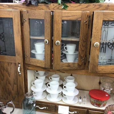 Great Wood Glass and Enamel Hoosier Cabinet