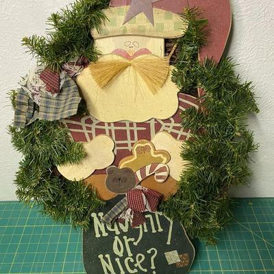 Naughty or Nice Santa Wreath