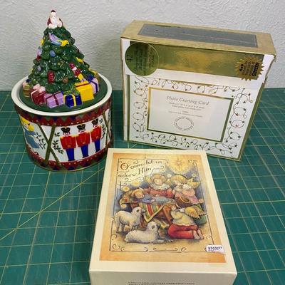 Spode Candy Dish and Christmas Card Lot