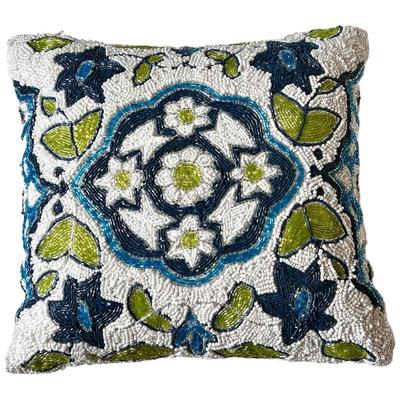 Chic Geometric Motif Beaded Decorative Accent Throw Pillow