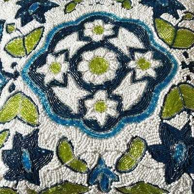 Chic Geometric Motif Beaded Decorative Accent Throw Pillow
