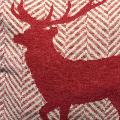 David Fussenger Luxury Austrian Decorative Accent Throw Pillow, Holiday Red And White Chevron Deer 