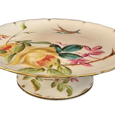 Set of 2 George Jones Hummingbird and Rose Plates (Late 19th Century)