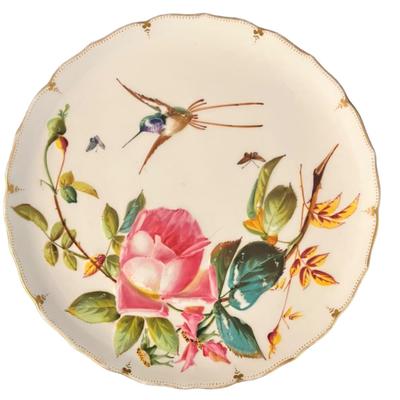 Set of 2 George Jones Hummingbird and Rose Plates (Late 19th Century)