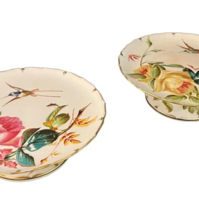 Set of 2 George Jones Hummingbird and Rose Plates (Late 19th Century)