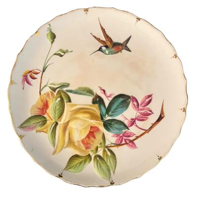 Set of 2 George Jones Hummingbird and Rose Plates (Late 19th Century)