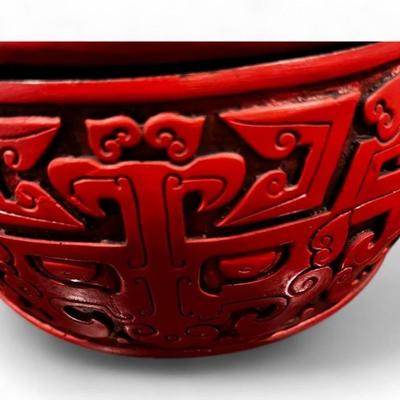 Chinese Cinnabar Lacquer Style Ram Form Oval Box