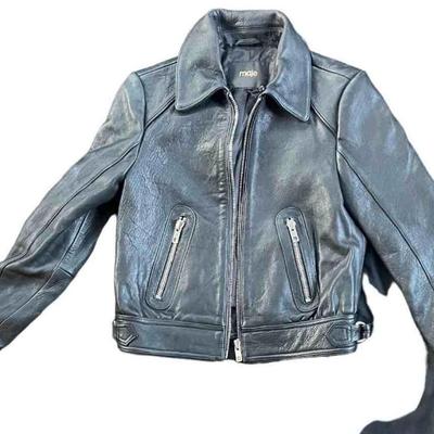 Designer Maje Leather Jacket, Biker Style 