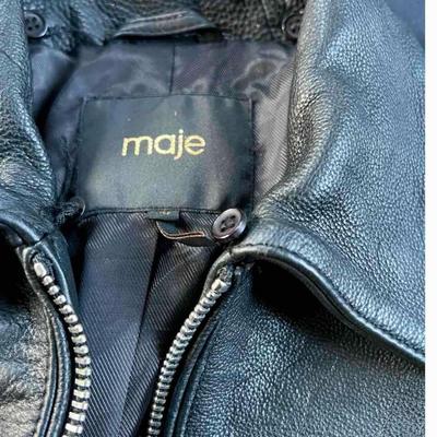 Designer Maje Leather Jacket, Biker Style 