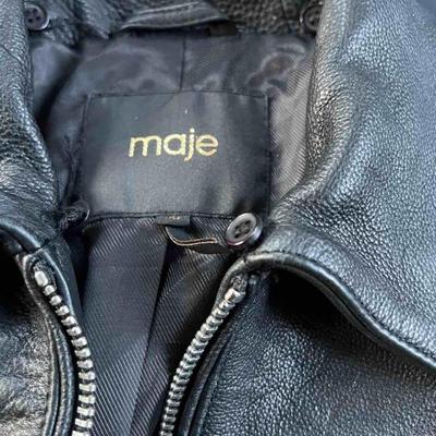 Designer Maje Leather Jacket, Biker Style 