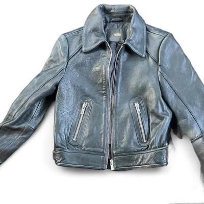 Designer Maje Leather Jacket, Biker Style 
