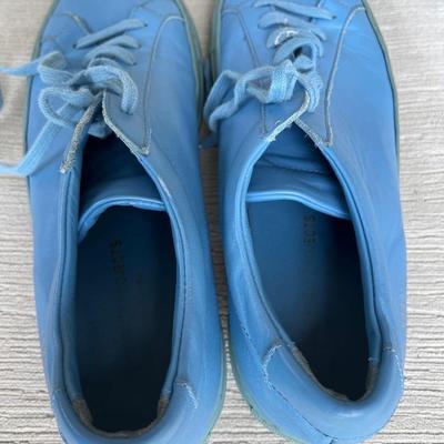 Italian Common Project Men's Luxury Sneakers, Light Blue Leather 