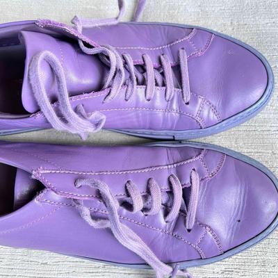 Italian Common Project Men's Luxury Sneakers, Light Blue Leather 