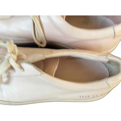 Common Projects Luxury Pair of Leather Sneakers, Beige/Blush, Made in Italy 