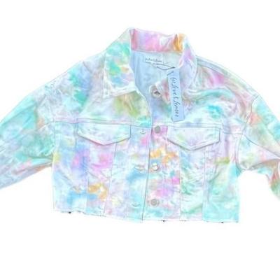 For Love and Lemons Tie Dye Denim Jacket, New with Tags, Size XS