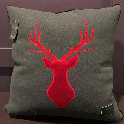 Charles Gellen Luxury Irish Wool Decorative Accent Pillow, Red, Green Plaid, Christmas Decorative Pillow