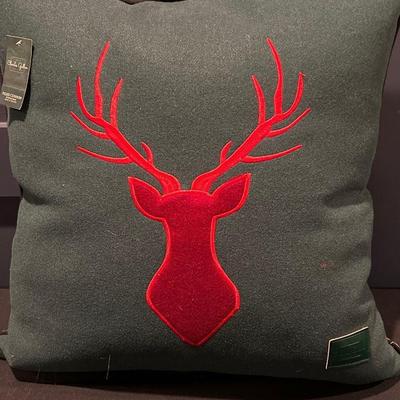 Charles Gellen Luxury Irish Wool Decorative Accent Pillow, Red, Green Plaid, Christmas Decorative Pillow