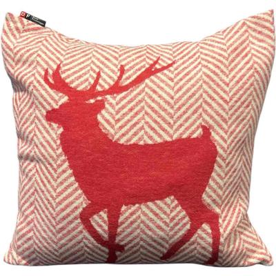 David Fussenger Luxury Austrian Decorative Accent Throw Pillow, Holiday Red And White Chevron Deer 