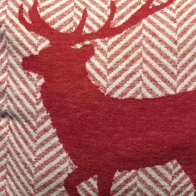 David Fussenger Luxury Austrian Decorative Accent Throw Pillow, Holiday Red And White Chevron Deer 