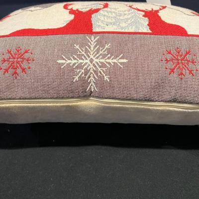 Luxury Tapestry Lumbar Pillow by Rolande Du Dreuilh French Designer -  Nude Reindeer Motif, Christmas Decorative Pillow
