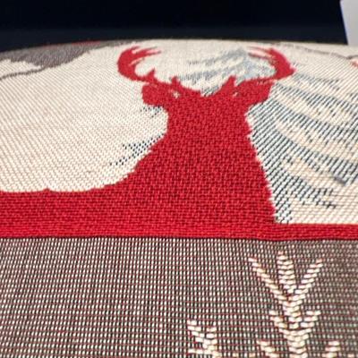 Luxury Tapestry Lumbar Pillow by Rolande Du Dreuilh French Designer -  Nude Reindeer Motif, Christmas Decorative Pillow