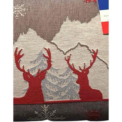 Luxury Tapestry Lumbar Pillow by Rolande Du Dreuilh French Designer -  Nude Reindeer Motif, Christmas Decorative Pillow