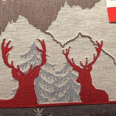 Luxury Tapestry Lumbar Pillow by Rolande Du Dreuilh French Designer -  Nude Reindeer Motif, Christmas Decorative Pillow