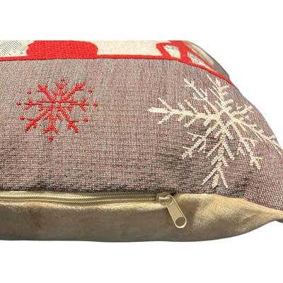 Luxury Tapestry Lumbar Pillow by Rolande Du Dreuilh French Designer -  Nude Reindeer Motif, Christmas Decorative Pillow