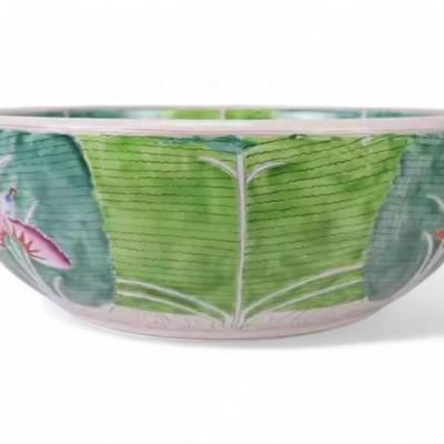 Hand-Painted Chinese Bok Choy Cabbage Leaf Ceramic Sink Bowl, Wash Basin, Jingdezhen Porcelain