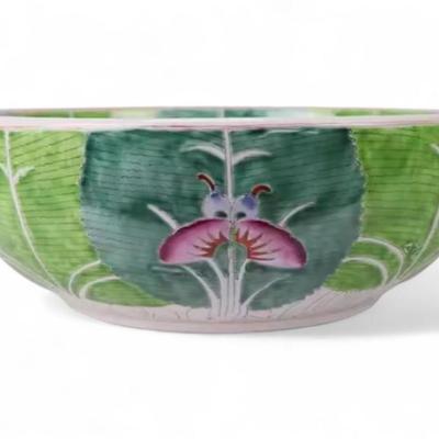Hand-Painted Chinese Bok Choy Cabbage Leaf Ceramic Sink Bowl, Wash Basin, Jingdezhen Porcelain