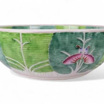 Hand-Painted Chinese Bok Choy Cabbage Leaf Ceramic Sink Bowl, Wash Basin, Jingdezhen Porcelain